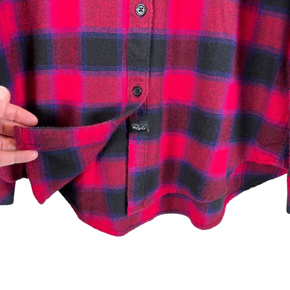 Rails Milo Flannel Button Down Shirt in Black Cherry Violet Plaid Women's XS - Picture 11 of 15